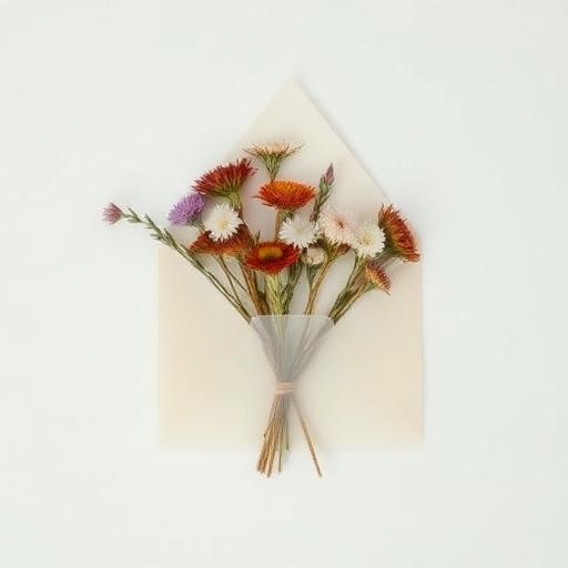 Pressed dried flowers arranged on warm paper